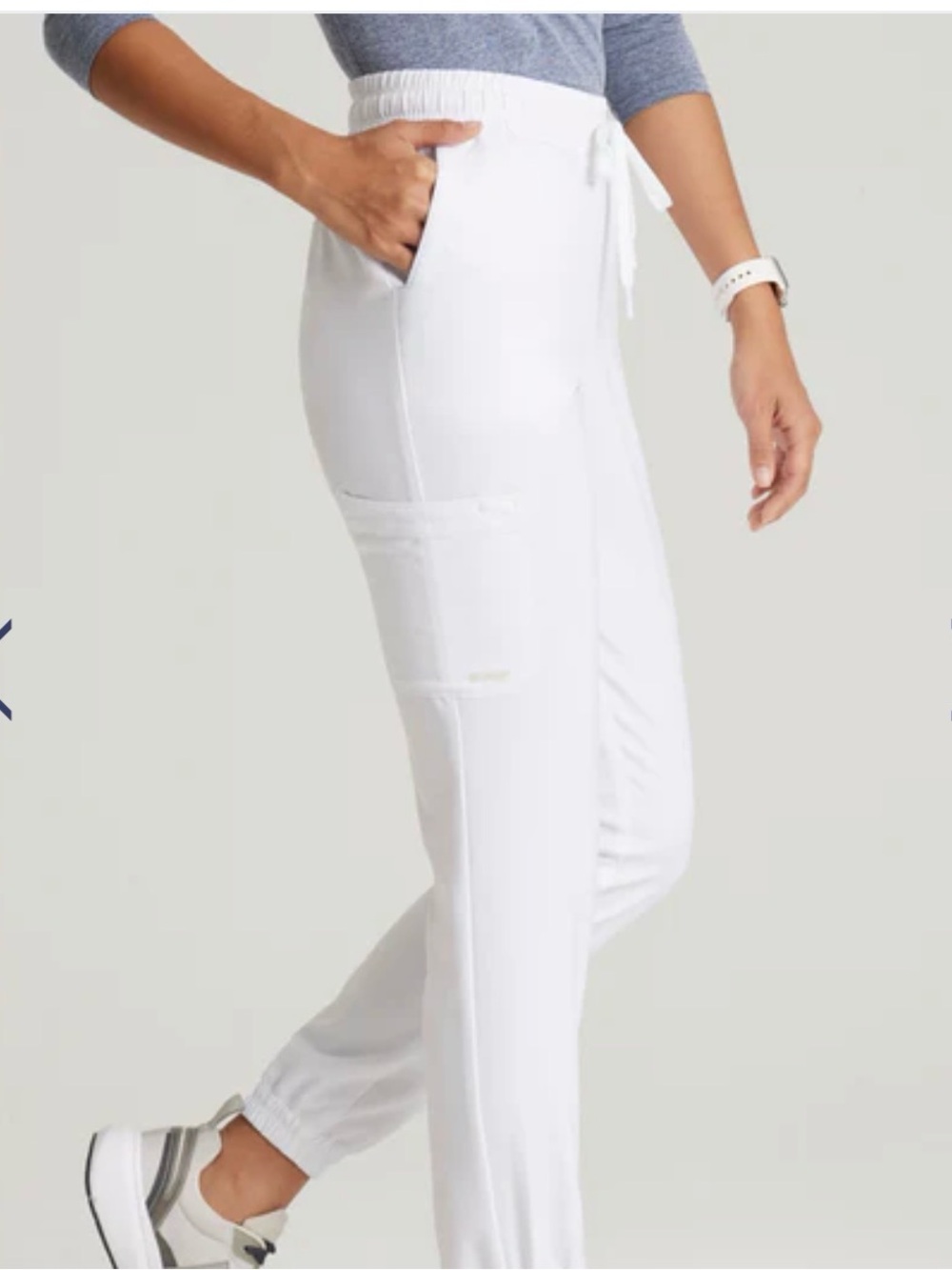 Women’s White Scrub Cargo Jogger Pants Barco Grey’s Anatomy L